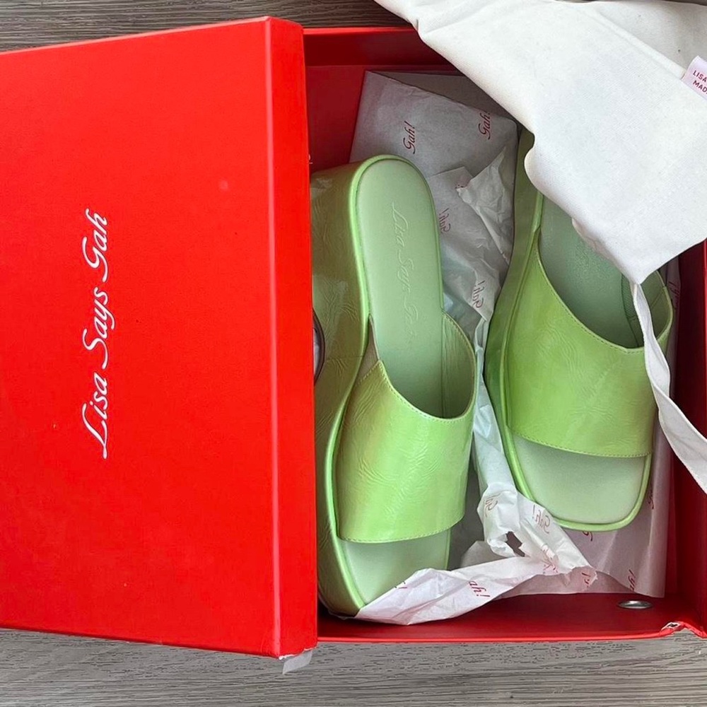 Platform Mules Light Green